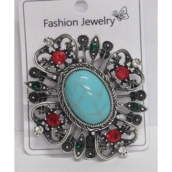 Bohemian turquoise antique silver brooch pins available