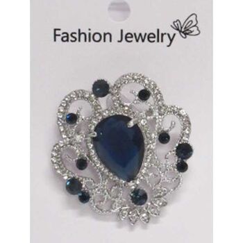 rhinestone and crystal jewelry brooch in blue