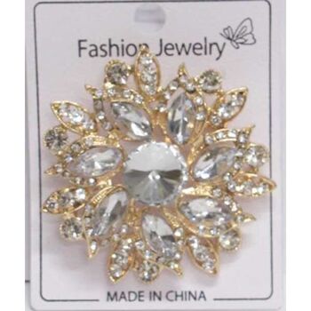 jewelry gold flower brooch crystal rhinestone