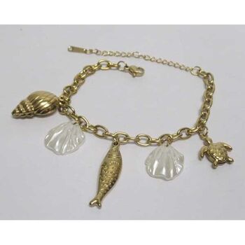 bijoux bracelet acier breloques coquillage poisson tortue
