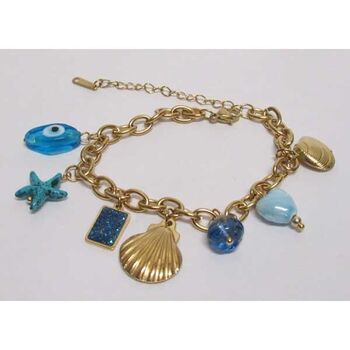 bijoux bracelet maille acier apprêts mer bleu