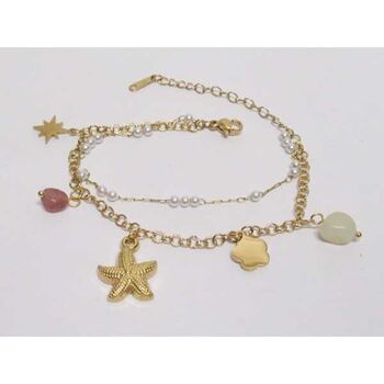 bijoux bracelet double chaine acier étoile coquillage perle