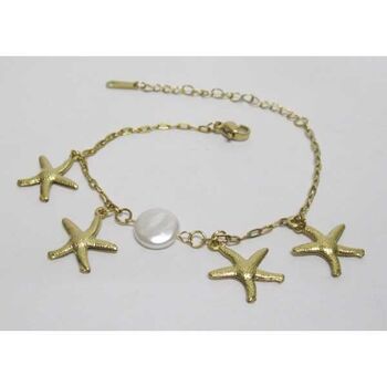 bracelet bijoux étoile de mer perle acier inoxydable