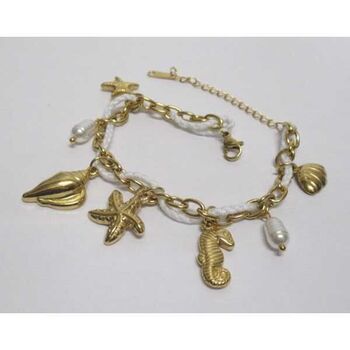 bijoux bracelet acier hippocampe étoile coquillage sur fil blanc