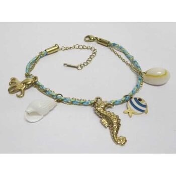 bijoux bracelet acier pieuvre cheval de mer poisson et cordon