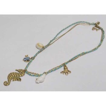 bijoux collier acier pieuvre cheval de mer poisson et cordon
