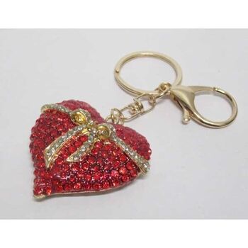 Red heart ribbon keychain jewelry