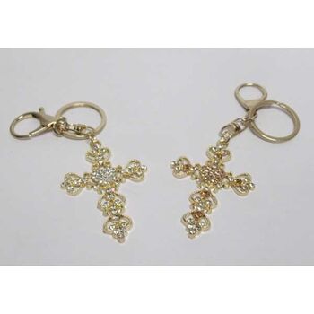Rhinestone cross pendant keychain jewelry rosette