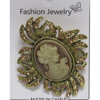 cameo brooch jewelry in brown