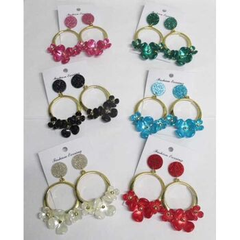 Boucles oreilles créoles fleur couleur