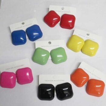 Boucles oreilles carré couleur
