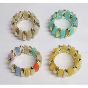 Bijoux jonc élastique couleur pastelles et doré