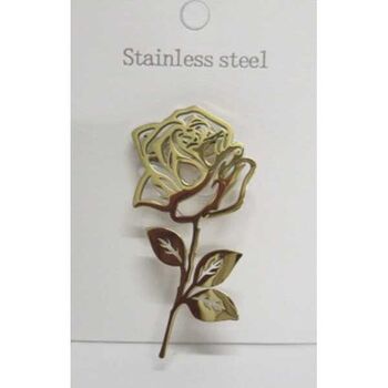 bijoux broche fleur rose en acier