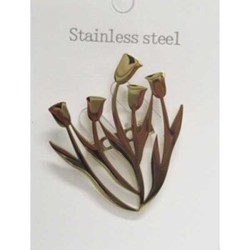 bijoux broche plante acier inoxydable