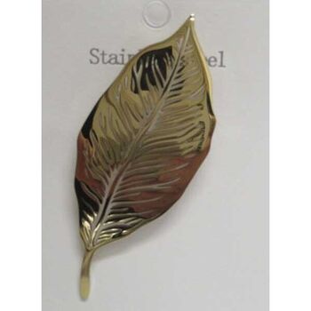 bijoux broche feuillage acier doré