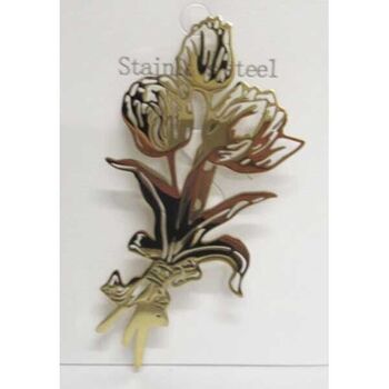 broche bijoux bouquet fleurs acier dore