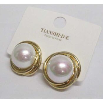 boucles d'oreilles perle bordée doré clipées