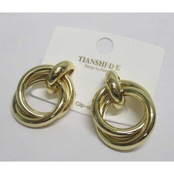 gold twisted circle clip-on earring