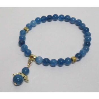 Women's delicate blue apatite bracelet with angel