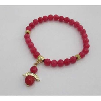 Women's delicate blue apatite bracelet with angel