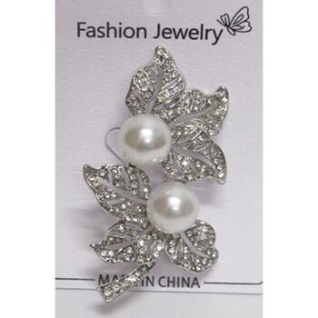 broche branche fleurs double perle