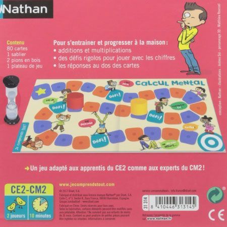 Nathan Calcul Mental Additions Multiplications - Jeu Éducatif CE2 CM2 Pour Famille Et Amis