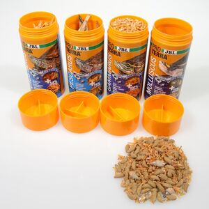 JBL PROTERRA MOLLUSCUS Escargots entiers, gammares et bâtonnets au poisson pour diversifier l’alimentation de toutes les tortues d’eau et cistudes