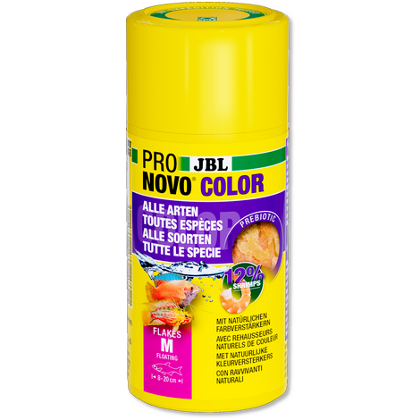 JBL PRONOVO COLOR FLAKES M 100ml -Aliment spécial couleur en flocons , taille M, pour tous poissons d’ornement de 8 à 20 cm