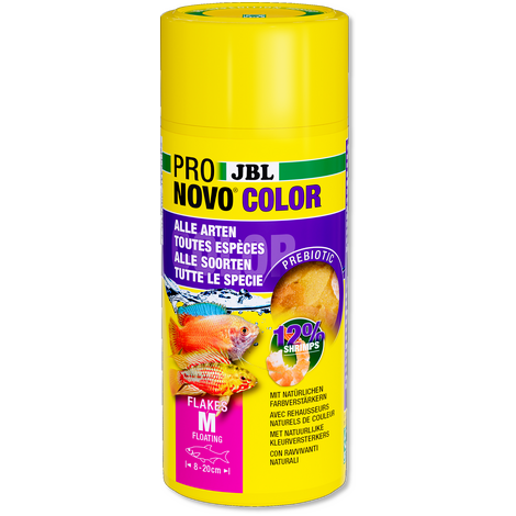 JBL PRONOVO COLOR FLAKES M 250ml -Aliment spécial couleur en flocons , taille M, pour tous poissons d’ornement de 8 à 20 cm