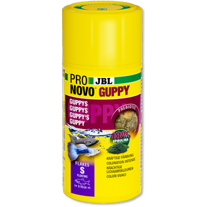 JBL PRONOVO GUPPY FLAKES S 100ml Aliment de base en flocons, taille S, pour guppys et autres poissons ovovivipares de 3 à 10 cm