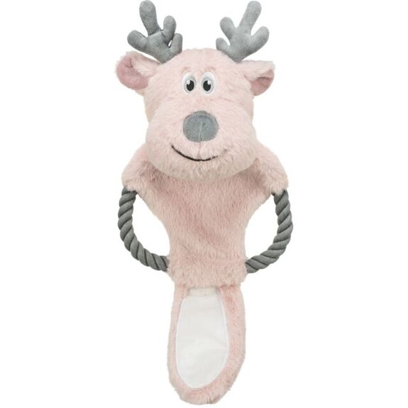 Peluche renne de noël avec corde pour chien - cadeaux
