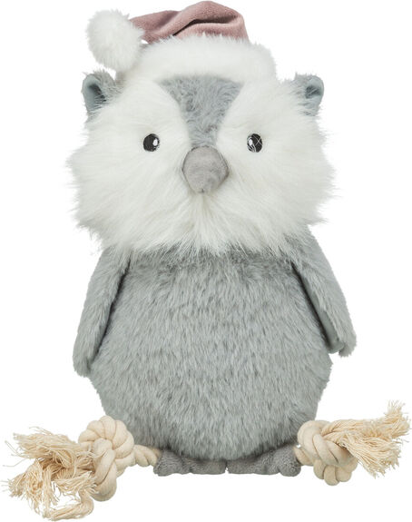Peluche hibou de noël avec corde pour chien - cadeaux