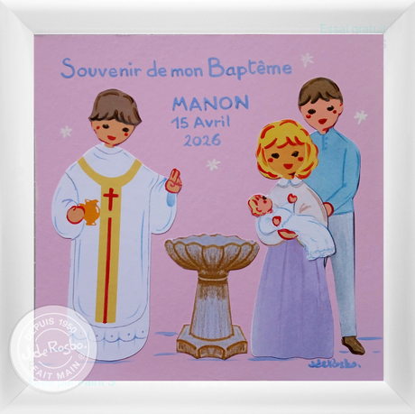 Cadre souvenir de baptême - fille