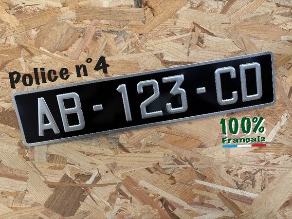Plaque D'Immatriculation Voiture Homologuée SIV 520x110 Mm - Fabrication Française - Liseré Noir - Résistante Aux Chocs Et UV