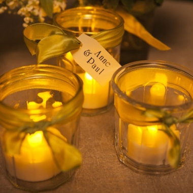 Photophore mariage pot à confiture - Fête champêtre