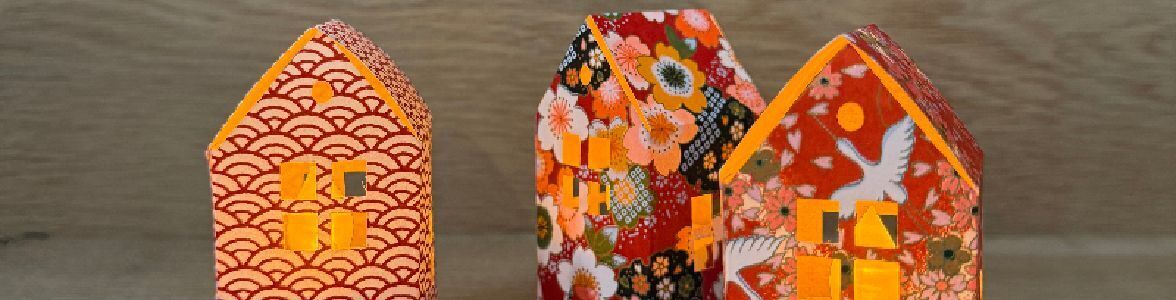 Japanese paper houses Led candle holders