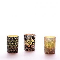 Small brushed ivory wax led tea light holder