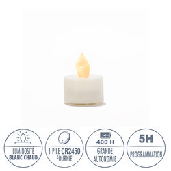 Small brushed ivory wax led tea light holder