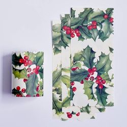 3 Photophores à festons en papier pour Noël - Houx