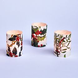 3 Photophores à festons en papier pour Noël - Houx