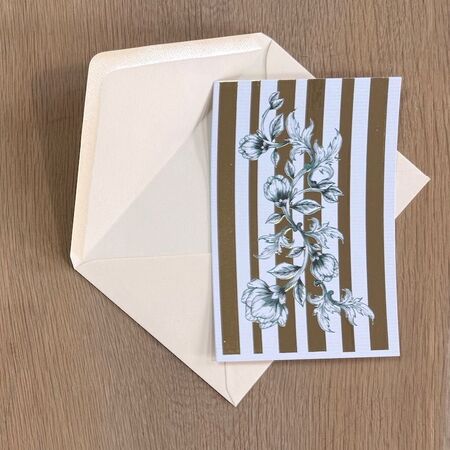Postcard - 10 x 15 cm - Golden Stripes and Flowers