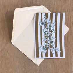 Postcard - 10 x 15 cm - Golden Stripes and Flowers