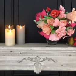 LED candle with moving flame - Light Grey - H17.5CM