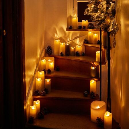 LED candle with moving flame - Anthracite Grey - H17.5CM