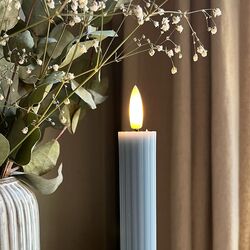 Blue striped wax LED taper candle - H 25CM