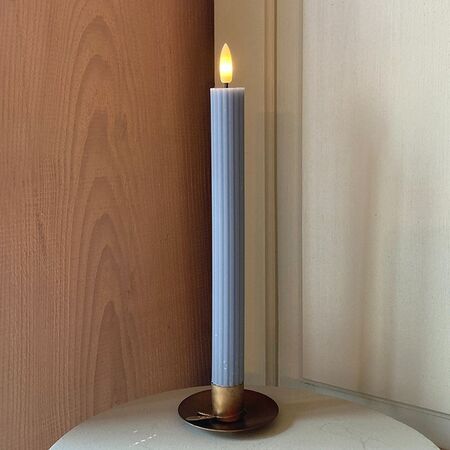 Blue striped wax LED taper candle - H 25CM