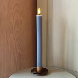 Blue striped wax LED taper candle - H 25CM