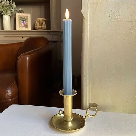 Blue striped wax LED taper candle - H 25CM