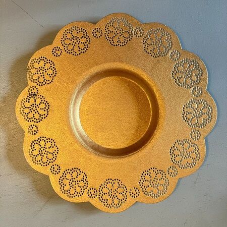 Golden zinc decorative plate -  Ø 22 cm