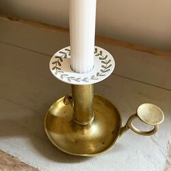 White striped wax LED taper candle - H 25CM